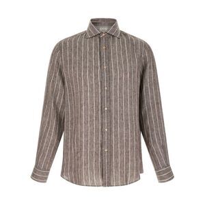 Brunello Cucinelli Men Pinstriped Canvas Shirt